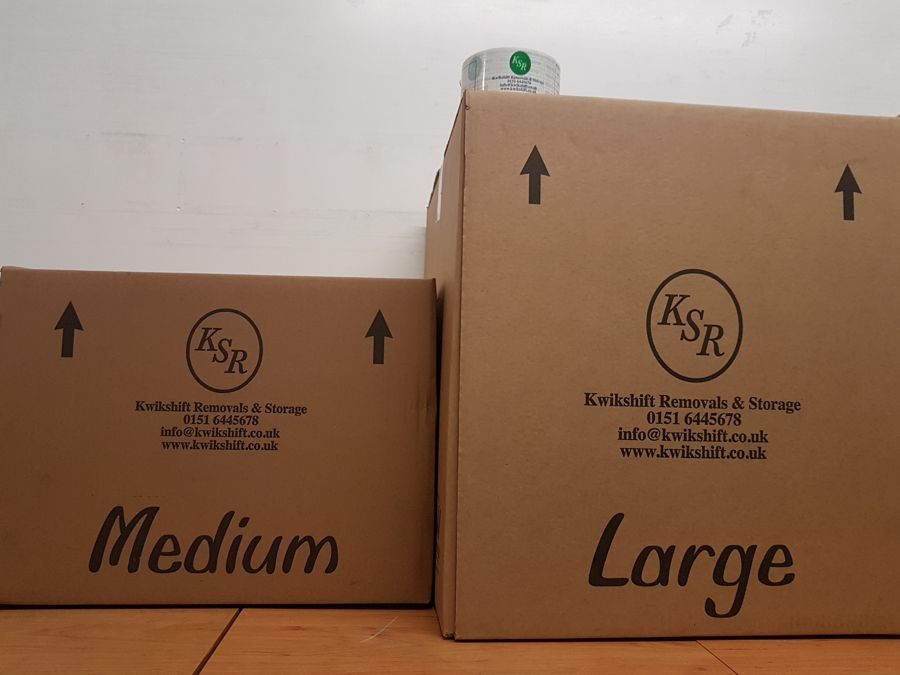 Kwikshift branded packing boxes